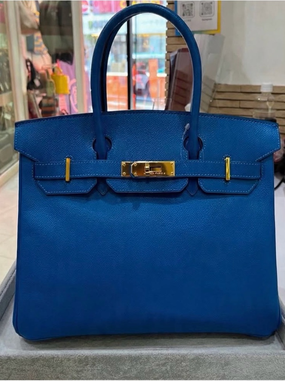 Hermes Bleu France Birkin with Gold Hardware size 30. E stamp. Bag is like new